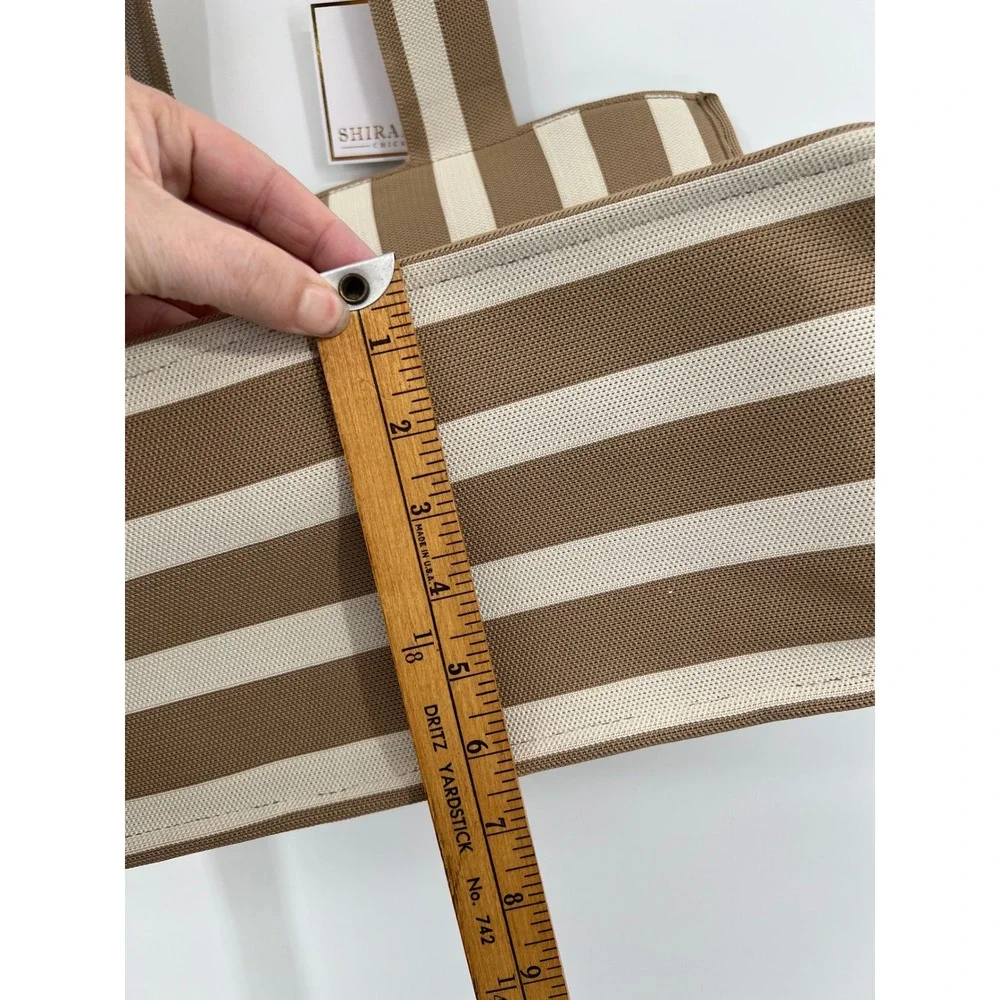 Shiraleah Chicago Isla Boxy‎ Tote Bag Tan Cream Striped Canvas NWT Beach Summer